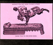 UNLISTED = RARE = Mechanical Bank Image Mich Railroad Farm Land Ad Trade Card picture