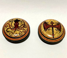 Set of 2 Ancient Greek Pyxis,cretan Figure Pottery,Showing Knossos designs 6cm picture