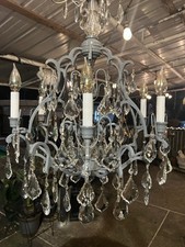 1960 Iron And Crystal Chandelier Newly Restored And Rewired Mid Century Modern picture
