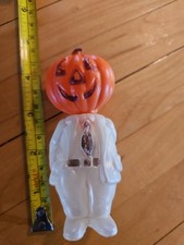 Vtg Halloween candy container Pumpkin Head Man in a Suit, or Pumpkin Businessman picture