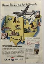 Vintage 1949 Original Print Advertisement Full Page - United Airlines picture