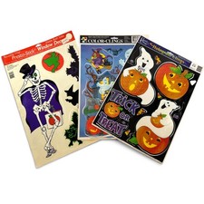 3x Eureka Color Hologram Halloween Window Clings Decals Decorations Lot 3x picture