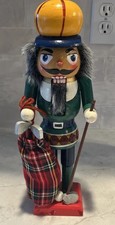 Wooden Nutcracker Scottish Golfer with Clubs 12” picture