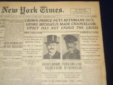 1917 JULY 15 NEW YORK TIMES - CROWN PRINCE PUTS BETHMANN OUT - NT 9304 picture