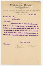 1888 Stedman & Barret Wholesale Grocers Letterhead Houston TX Uncle True Tobacco picture