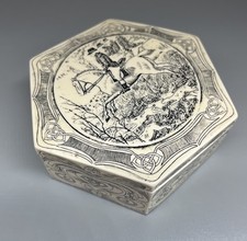Comoy's Of London Faux Scrimshaw Resin Trinket Box Vintage English Hunting Scene picture
