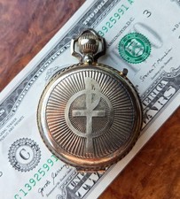 Antique SWIFT & FISHER Sterling Silver Pyx Pocket Watch Style-Catholic Cross-SF picture