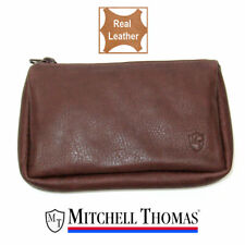 Mitchell Thomas Pipe Tobacco Pouch Red-Brown Leather Zip Top - NEW picture