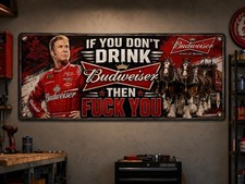 Budweiser Beer Vinyl Banner sign signs mancave shop garage Dorm Decor picture