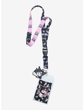 Sanrio Hello Kitty Kuromi Devil Enamel Charm Pink Black Lanyard ID holder picture