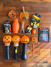Vintage Halloween Blow Mold Lot 10pc 70s-90s Flashlights Candy Box Candles Toys picture