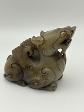 Exceptional Old Chinese Detailed Jade  Beast Carving 3 in. by 2 1/4 in. picture