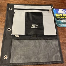 Vintage Gray Starter Brand 3-Ring Binder Pencil Pouch Zipper Card Holder picture