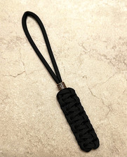 6 INCH KNIFE LANYARD BLACK 550 PARACORD LANYARD WITH COPPER DECORATIVE COLUMN picture