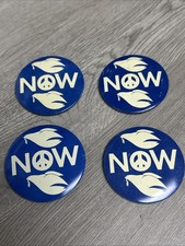 Vintage War Protest 1960s Lot Of 4 Peace Now Dual Dove Pinback Buttons JD picture
