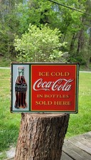 Coca Cola Vintage Retro Advertising Embossed Metal Sign picture