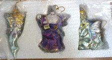 VTG Kirks Folly Mercury Glass Ornaments Set of 3 Mermaid Wizard Dragon In KF Box picture