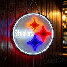 US STOCK Pittsburgh Steelers Dimmable LED Neon Sign 16