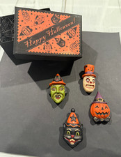Bethany Lowe Greg Guedel Halloween 4 Pins Witch, Cat, Pumpkin, Skeleton Boxed picture