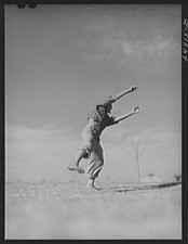 Photo:Robstown Texas 1930s Flying Model Airplane FSA Camp Boy picture
