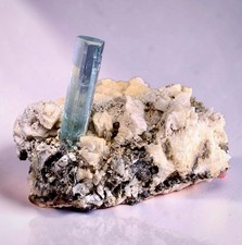 Natural Well Terminated Aquamarine Matrix On Feldspar Rare Minerals Specimen. picture