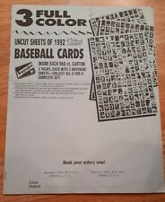  1992 Topps Uncut Baseball Cards- DEALER SELL SHEET  picture