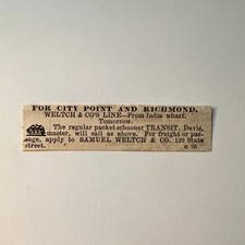 Samuel Weltch & Co. For City Point & Richmond 1860 Boston Ad 5AK9-S50 picture