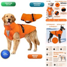 OUOBOB Large Waterproof Dog Jacket with Fleece Lined, Orange XL picture