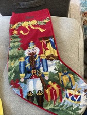 Land's End wool needlepoint Christmas stocking Nutcracker Presents “Steve” picture