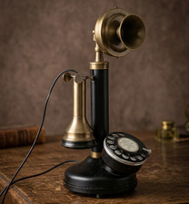 Antique Victorian Candlestick Phone Rotary Dial Working Collectible Telephone. picture