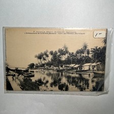 1920s VTG RPPC Postcard Fort De France Martinique Riviere Madame Boats Palm Tree picture