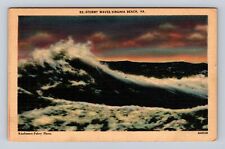 Virginia Beach VA-Virginia, Stormy Waves, Antique Vintage Souvenir Postcard picture