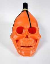 Rare Vintage 1940s Gurley Halloween Bleeding Skull Candle Orange Unlit w/ Label picture