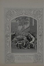 Antique Religious Art Christ Anointed at Bethany 1860 Engraving Christianity picture