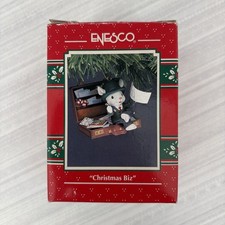 Vintage 1992 Enesco Christmas Biz Mouse Ornament #593168 NIB Original Box picture