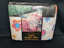 Vtg New Old Stock Walmart Preppy Plaid Twin Sheet Set Y2K 50/50 Soft Percale picture