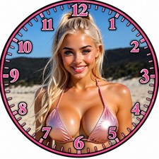 Bikini Blonde Bombshell Dreamgirl Man Cave Wall Clock picture