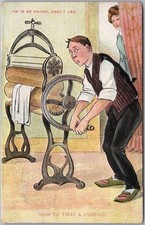 c1910s HOW TO TREAT A HUSBAND Comic Postcard