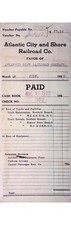 1922 Atlantic City Railroad Voucher Ocean City NJ Accounting A J County picture
