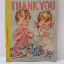 Vintage 1953 CR Gibson Thank You Plastic Book Mid Century Childrens Religious picture