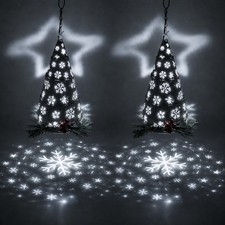 2 Pack Christmas Tree Solar Lanterns Outdoor,Waterproof Hanging Solar Lights for picture
