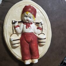 Vintage Dutch Boy chalkware wall hanging picture