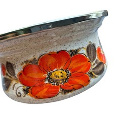 Sanko Ware Japan Show Pans 1-Qt Porcelain Clad Steel Saucepan Orange Floral NIB picture