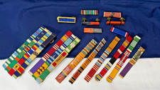 Vtg US Military Ribbon Bar Racks With Pins Naval Marines Honors & Decorations picture