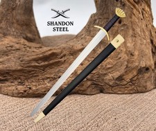 Ulfberht Lobed Viking Sword Brass Guard Handmade 1045 HC Steel Full Tang 887 picture