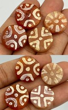 4 Genuine Ancient Near Eastern Etched Carnelian Bead Lot in good Condition picture