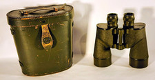 WWII Style Vintage Binoculars w/ Leather Carrying Case Marked CASE CARRYING M-3 picture