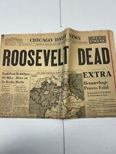 CHICAGO DAILY NEWS APRIL 12, 1945 ROOSEVELT DEAD NEWSPAPER GOOD CONDITION  picture