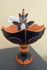 Johanna Parker Resin Spooky Bat Treat Stand Halloween NOS (New Old Stock) picture
