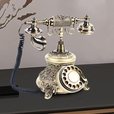 Vintage Rotary Dial Telephone Antique Brass Handset Retro Landline picture